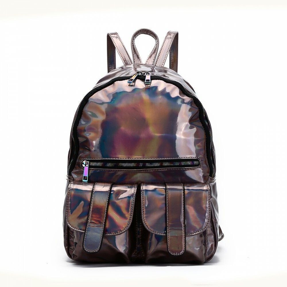 Pewter Holographic Dual Pocket Backpack